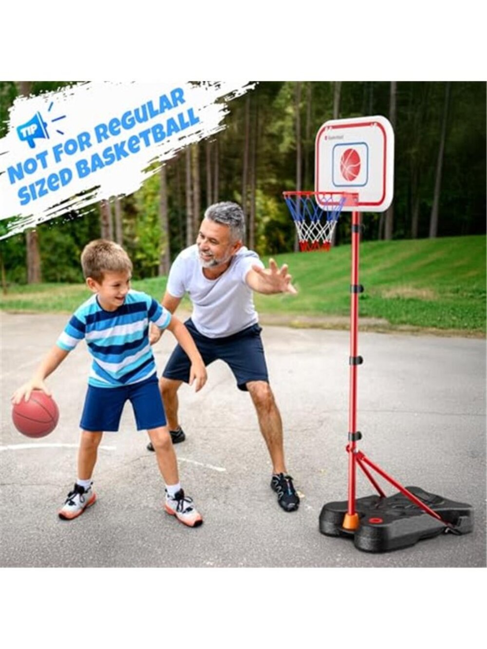 2 in 1 Kids Basketball Hoop and T Ball Set, Adjustable Basket Ball Stand,Hanging - Picture 4 of 6